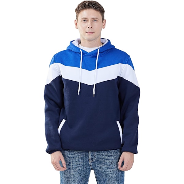 Herre Nyhed Farveblok Hoodies Hyggelig Sport Outwear Dark Blue XL