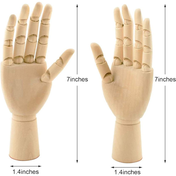 2 st trä flexibla vänster och höger handmodeller