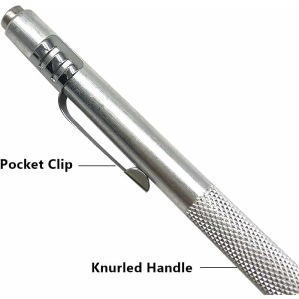 Diamantstark magnetisk märkpenna med slagnål volframstål märkningspenna (4 pennor + 4 volfram pennspetsar) vit