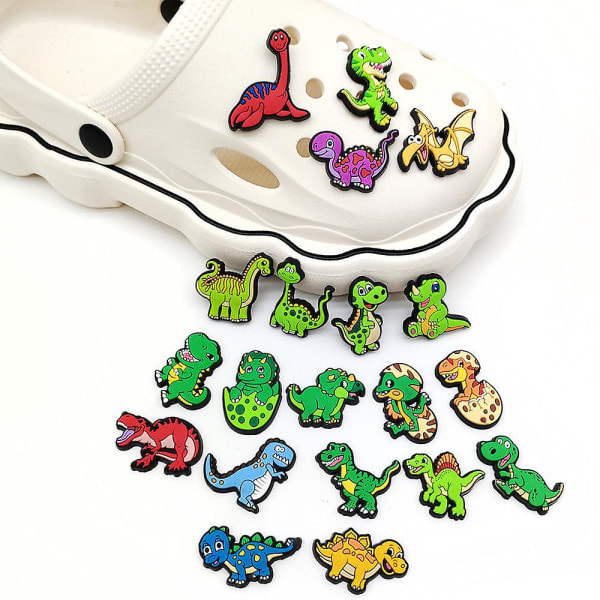 20 kpl Dinosaurusteemaisia Crocs-kenkien koristeita tee-se-itse-puukenkien sandaalien koristeluun Kenkien lisävarusteet Lahjasetti