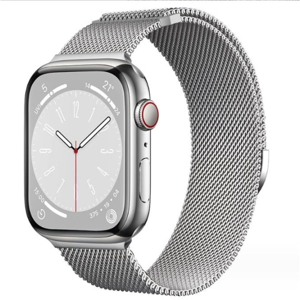 Milanese loop rem for Apple Watch band iwatch Series 9 3 6 5 SE 7 8 Ultra 2 starlight - sølv 42mm/44mm/45mm/49mm silver 38mm/40mm/41mm