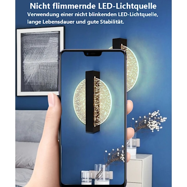 Vegglampe innendørs akryl LED vegglampe - lett luksus stue soverom nattbord - moderne enkelhet - tre-tone belysning - ledningsbruk Black square gold foil