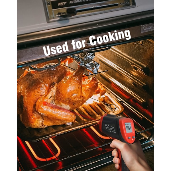 Infraröd termometer matlagning digital temperaturpistol -58℉-716℉(-50℃-380℃) med Max-Min mätning (inte för personer) Digital infraröd termometer