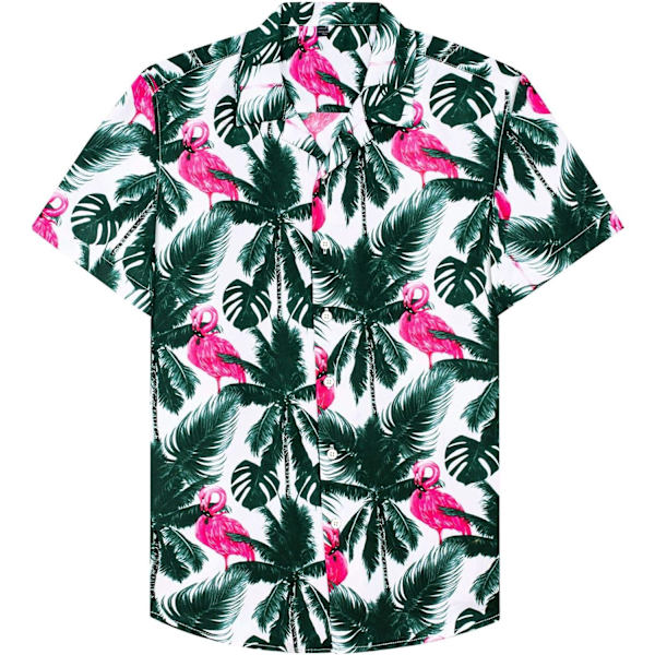 Miesten Havaiji-paita ja shortsit Setti Normaali Istuvuus Lyhythihainen Rento Hauska Flamingo Rantapaita Setti L