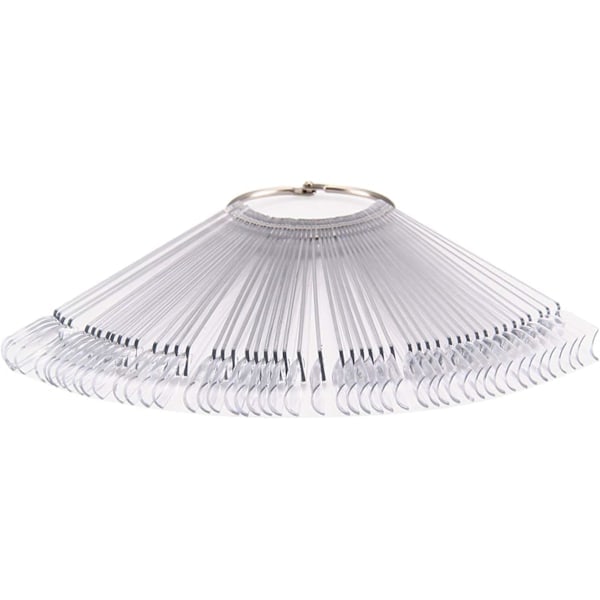 Neglelakk display klistremerker, neglelakk display klistremerker for salong, manikyrøvelse, vifteform, med metallring, 50 ark per pakke, naturlig farge Transparent