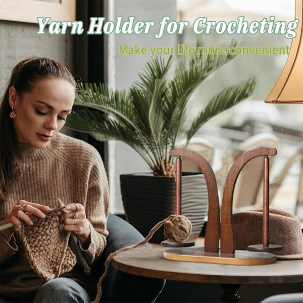 Holder for to garnnøster, magnetisk garnholder for strikking og hekling, garnspinner i tre for hekling, hekletilbehør