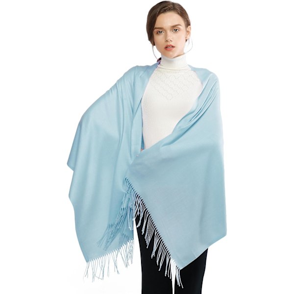 Dam Pashmina Sjalar och Wraps för Bröllopssjalar för Kvinnor Vinter Pale Blue