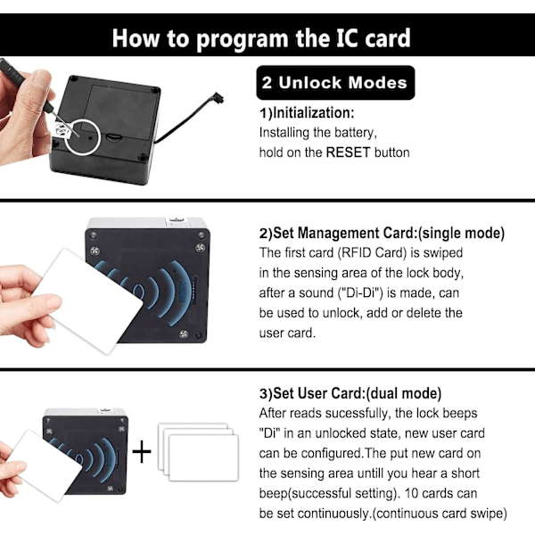 Skaplås, Smarte NFC Elektroniske Låser for Skuff, Skjult Kortlås for Treskap Kjøkkenskap Matbod Møbler (Android IOS)