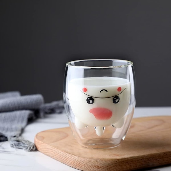 Bjørnekop Søde krus til kvinder Glas Dobbeltvægget isolerede glas Espresso kop, Kaffe kop, Tekop, Mælkekop, Bedste gave Unicorn