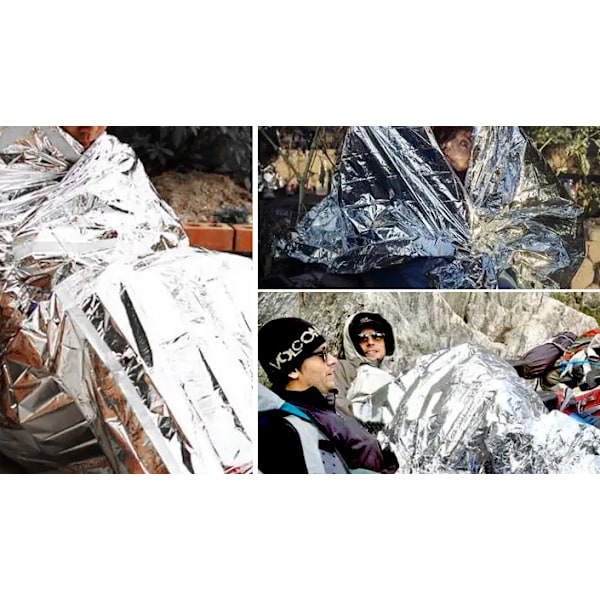 10-osainen taittuva hätäheijastava pelastuspeitto | kylmäsuoja, auringonsuoja ja matalan lämpötilan suoja - leirintä ulkona Double-sided silver 2.1*1.6M