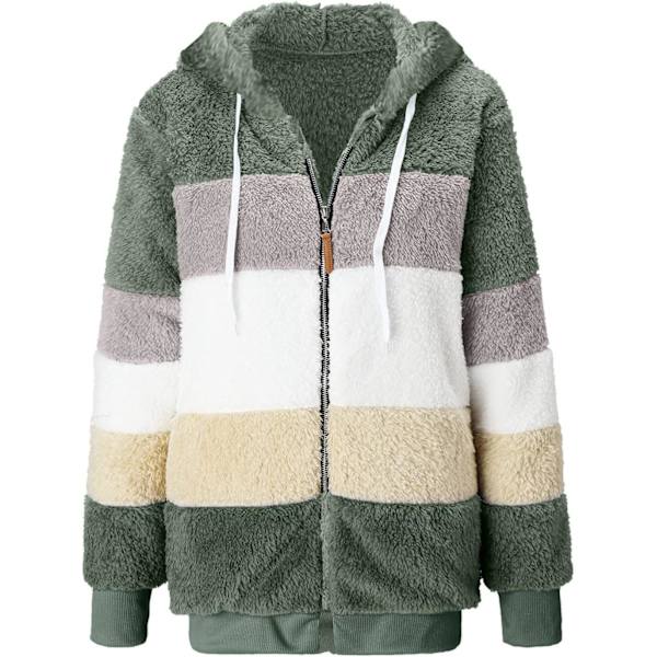 Hettejakke Dame Teddy Fleece Frakk Overgangsjakke med Hette med Lommer Glidelås Høst Vinter Plysj Jakke Fleece Jakke Vinter L J Green