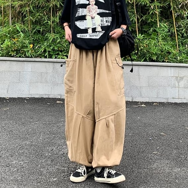 Khaki overall Gothic Harajuku slacks /S khaki S