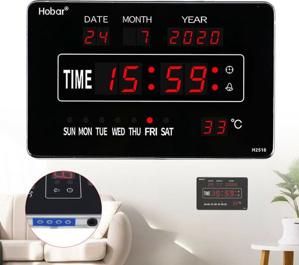 LED Digital Væg Ur Temperatur Kalender med Dato