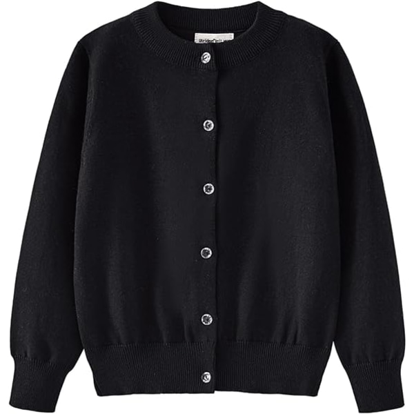 Sort langermet knapp bomull cardigan strikket genser med turtleneck /90cm black