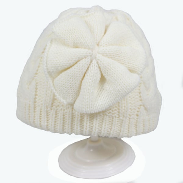3 kpl talvi lämmin lasten kierrejousi baby hattu söpö rusetti valkoinen1-2v. white 1-2 years old