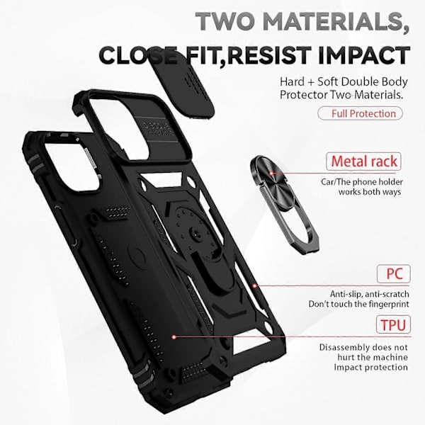 Slidende Camshield Holder Telefon Cover til iPhone 14 Pro Max