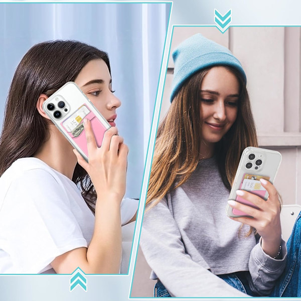 Telefonficka, självhäftande plånbok kreditkortsfodral för baksidan av telefonen, kompatibel med smartphones (Svart, Vit, Rosa/3 st)