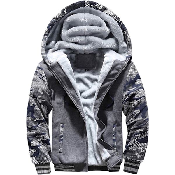 Herre Pullover Termisk Sherpa Foret Jakker Vinter Træning Fleece Hoodie Fuld Lynlås Uld Varme Tykke Frakker Ydertøj 63dark Gray S