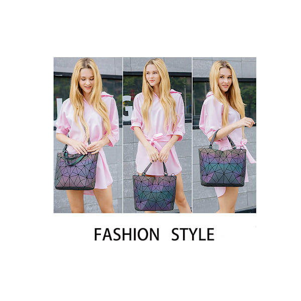 Kvinnor Geometrisk Självlysande Läder Handväskor Dam Axelväska Holografisk Regnbåge Crossbody Väska Elegant Tote För Kvinnor Dam