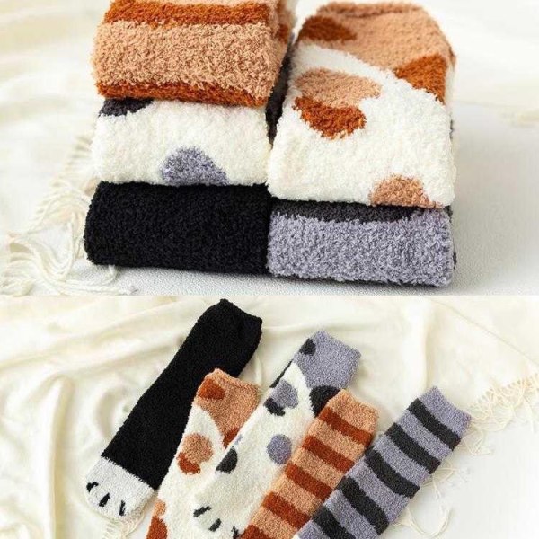 12 par blandede farge korall fløyels sokker for kvinner Høst Vinter tykke varme søte plysj julesokker Mixed coral