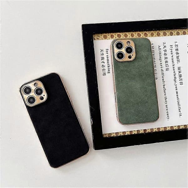 For iPhone 16 Pro Max Telefondeksel Støtsikkert Lær + TPU Elektroplettering Deksel