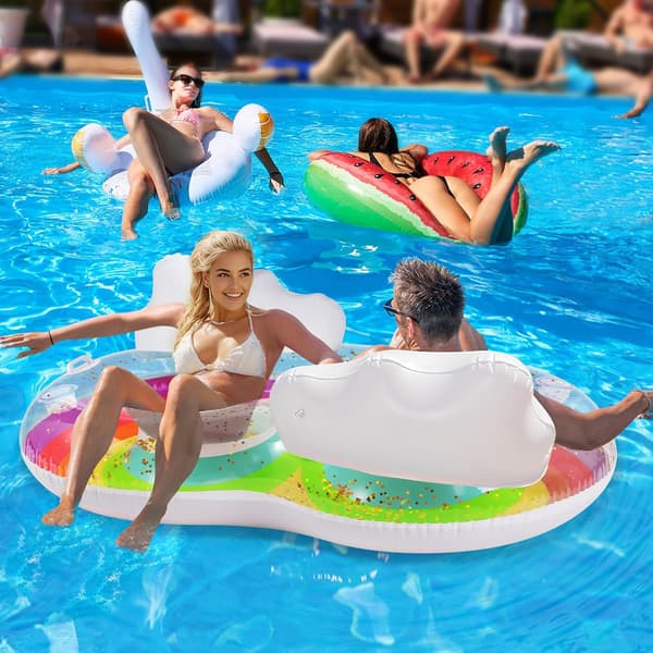 Pool Float med kopholder, poolmåtte, oppustelig hængekøje til voksne og børn