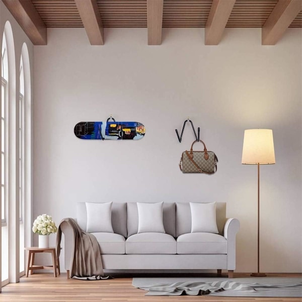 Skateboardhållare Set om 2, Väggfäste, Krokfästen med Skruvar för Upphängning av Skateboards, Väggfästen, Gitarrställ