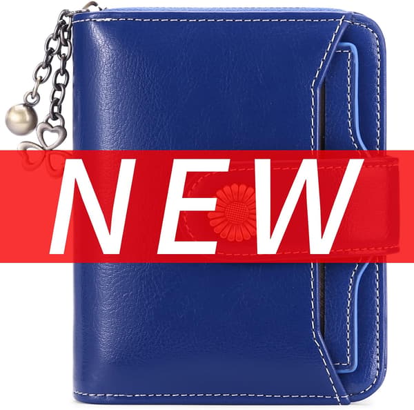 Plånböcker för kvinnor Äkta läder Liten Bifold Kompakt Damplånbok med RFID-skydd Royal Blue