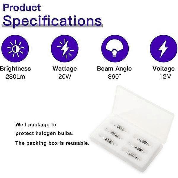 12-pack G4 20w 12v 2800k 2-stifts halogenlampa för fläktkåpa, kök, vardagsrum, sovrum