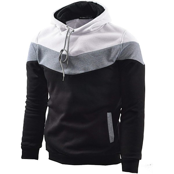 Herre Nyhed Farveblok Hoodies Hyggelig Sport Outwear White Black M