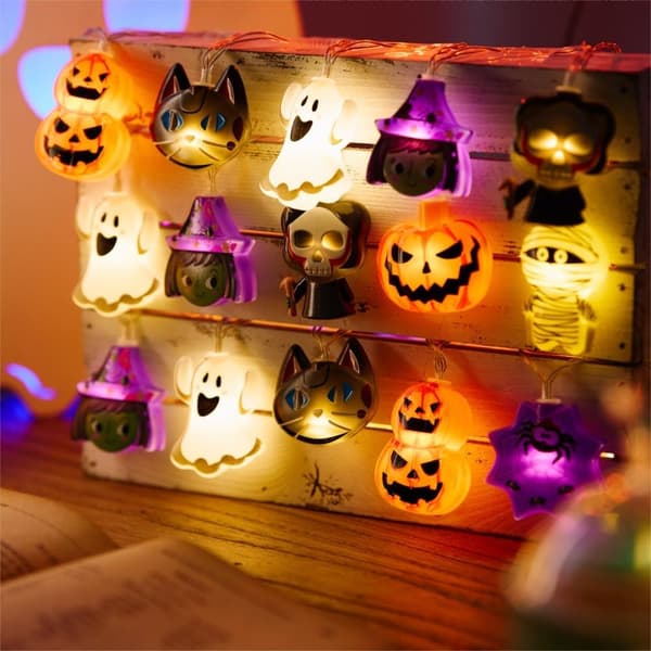 Halloween lyslenke, 3 meter lang, 20 LED-perler, batteridrevet, 8 blinkende moduser