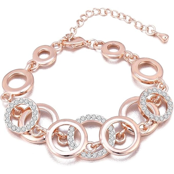 Ouran Armbånd Ring Kjede Armbånd for Kvinner Gullbelagt Sølv Armbånd for Jenter pink