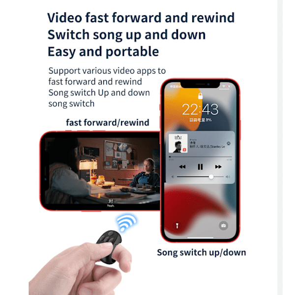 Trådløs Bluetooth Mobil Side Controller Douyin Fjernbetjening Sort black