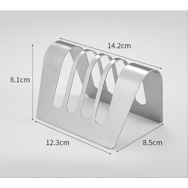 1 stk Brødrist i Rustfritt Stål, Toast Holder, 4 Skiver, Bordstativ for Ristet Brød, Brødrist i Metall, Bakestativ, Frokost 4 kortplatser