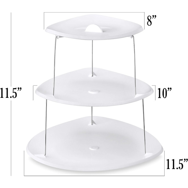 Hopfällbar 3-vånings serveringsbricka: Dekorativ design som viks ihop, en elegant bricka för smörgåsar, kakor, ostskivor och charkuterier