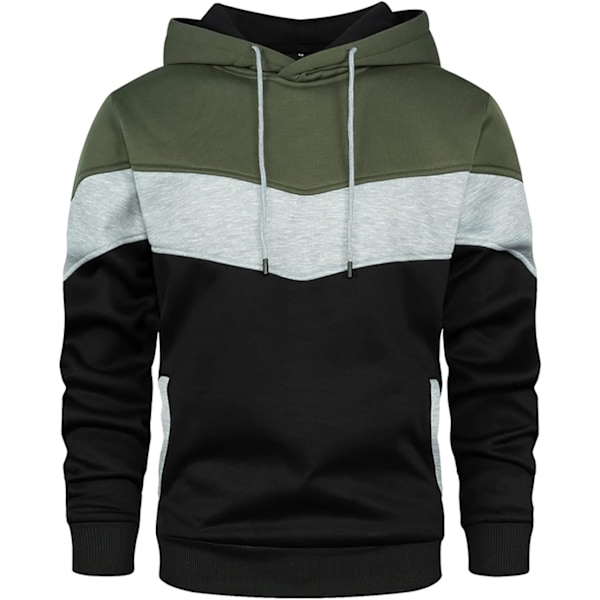 Herre Nyhed Farveblok Hoodies Hyggelig Sport Outwear Green Black L