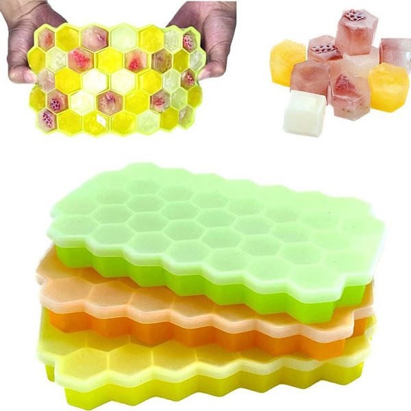 Silikon honeycomb isgaller med silikonlock isform 37 galler honeycomb isform silikon