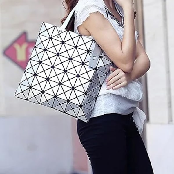 Bag Dame Foldet Geometrisk Rutete Bag Mote Casual Tote Dame Håndveske Skulder Bag