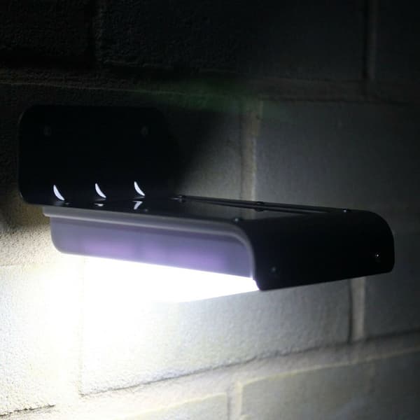 Solcelled vegglampe med 16 LED-lys, bevegelsessensor, utendørs