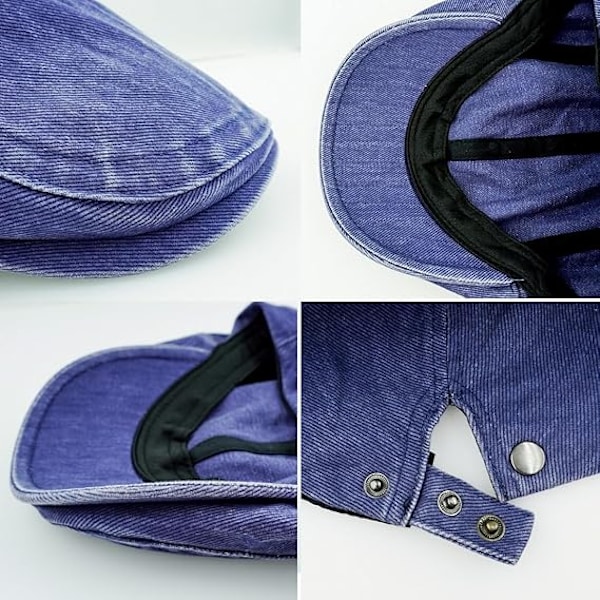 Herr Vintage Flat Cap Irländsk Newsboy Hatt Jakt Cabbie Hatt Justerbar Bomull Andningsbar Peaky Cap Basker Sommarhattar blue