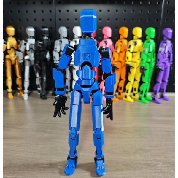 Robotleksaker med flera leder, robotmodeller med flera karaktärer för 3D-utskrift, actionfigurer för skrivbordsdekoration - presenter för spelälskare blue