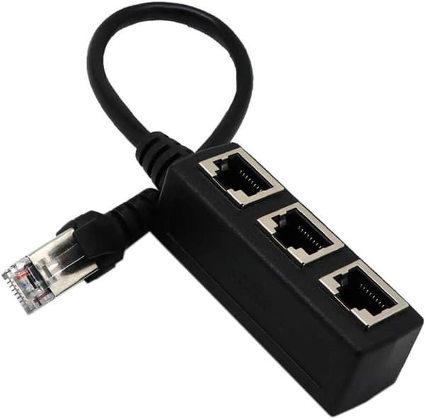 Ethernet-adapterkabelsplitter med 1 til 3 porter
