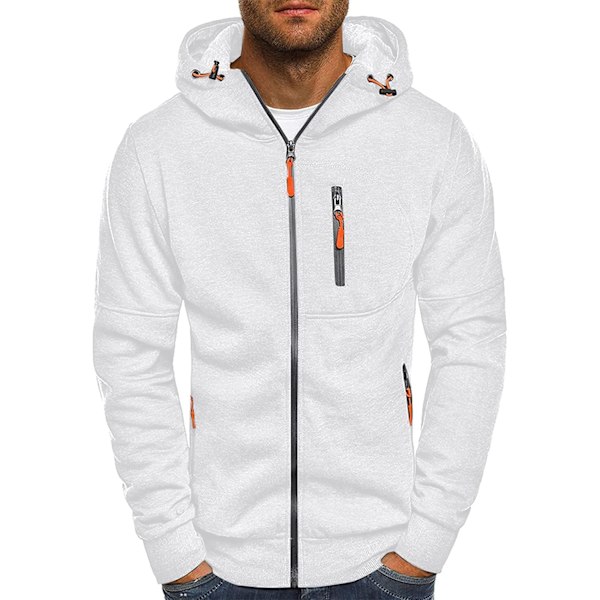 Herre Hoodies Sweatshirt Zip Up Letvægtsjakker 2 White XL