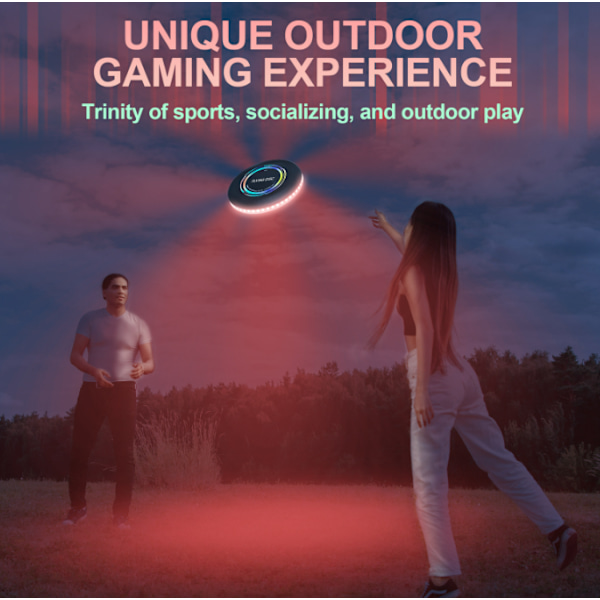 Genopladelig LED Frisbee - 175G-RGB - Smart Mode - Automatisk Tænding - Sjov Gave til Fødselsdage og Camping - Tilfældige UFO Mønstre red