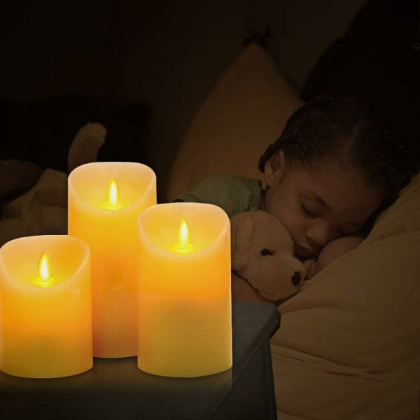 Flameless candle light with 10 button remote control and timer function (diameter 7.5 * 10cm+diameter 7.5 * 12.5cm+diameter 7.5 * 15cm+remote control)