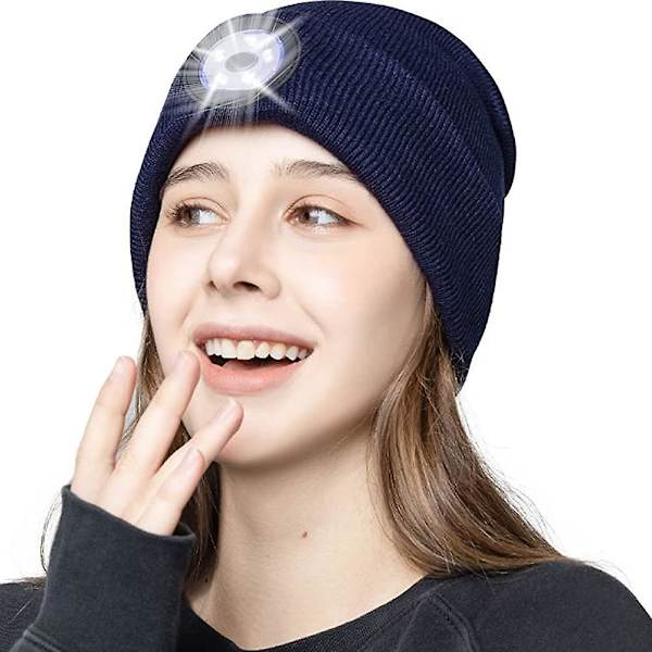 Beanie-lue med lys 5 LED