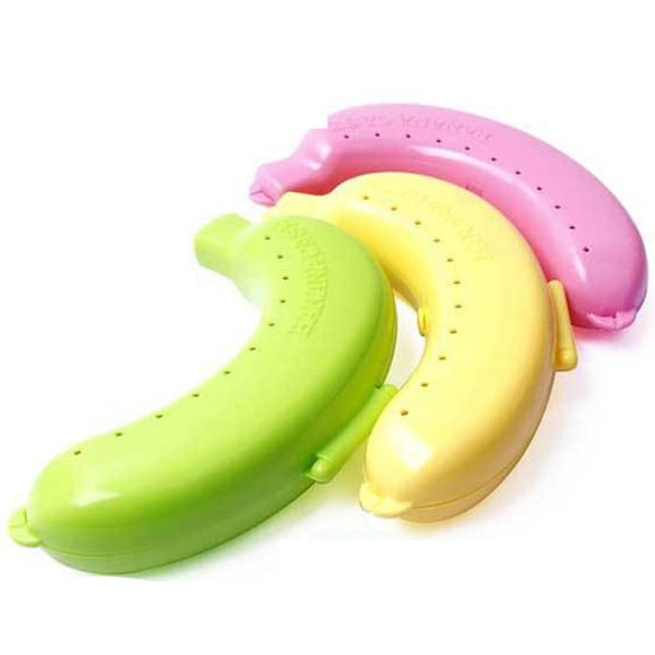 Stor Banansparer, 2 stk, Gratis Banan Deksel, bananboks, bananbeskyttelsesboks, bananlagring, frukt holder seg frisk beholder, bananboks Yellow