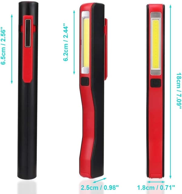 Oppladbar LED-lampe for interiør, med magnetisk klips