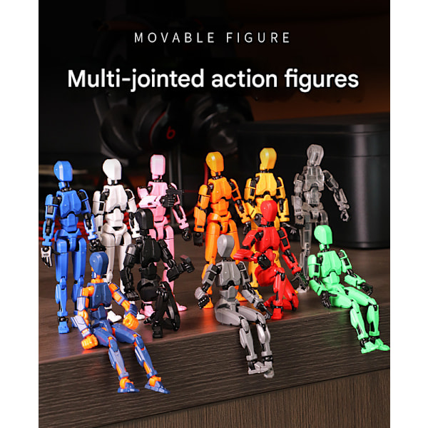 Robotleksaker med flera leder, robotmodeller med flera karaktärer för 3D-utskrift, actionfigurer för skrivbordsdekoration - presenter för spelälskare red