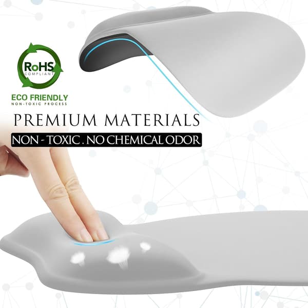 Ergonomisk musematte med håndleddstøtte i minneskum, komfortabel musematte for bærbar PC, smertelindrende håndleddstøtte Pure Grey